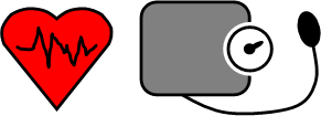 Icon showing blood pressure and heart rate, which are recorded as part of the aAP study