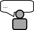Icon representing a person giving feedback